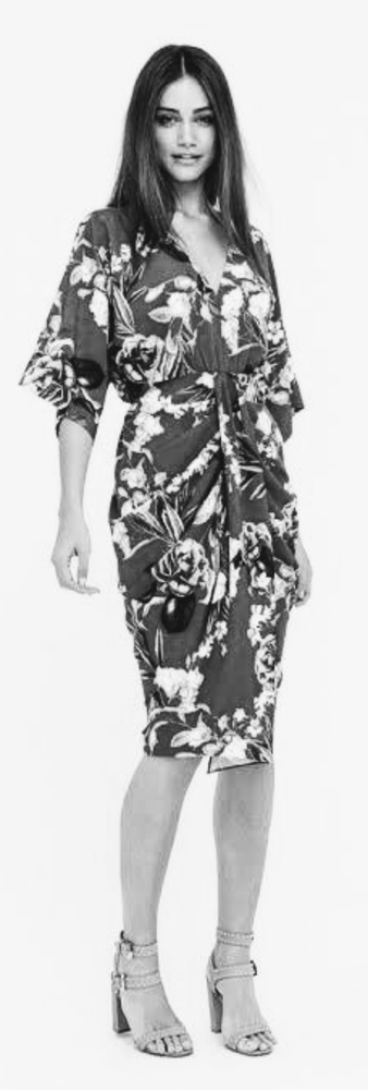 SHEIKE Fortress Olive Green Kimono Sleeve Draped Wedding Evening Midi Dress - Picture 15 of 15